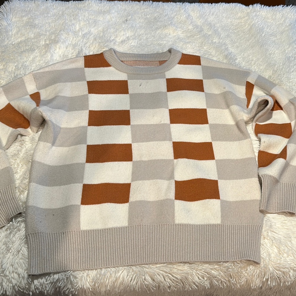 Checkerboard Knit Sweater